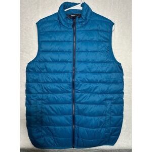 SWISS TECH Puffer Vest Teal Blue Zip Front Stand Collar Men Size M
